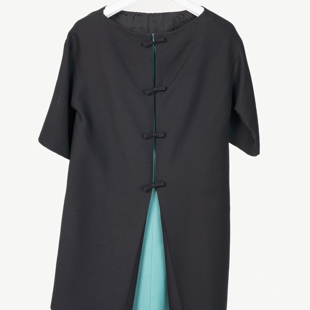 Valentino Black Wool & Silk Cady Bow-Back Mini Dress